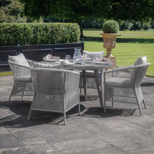 Maze - Maldives Rope Weave 4 Seat Round Dining Set with Lazy Susan - Blythe Living