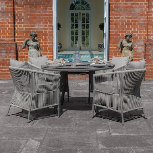 Maze - Maldives Rope Weave 4 Seat Round Dining Set with Lazy Susan - Blythe Living
