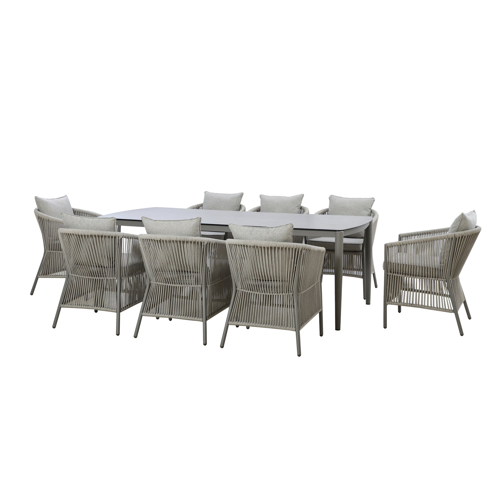 Maze - Maldives Rope Weave 8 Seat Rectangular Dining Set - Blythe Living