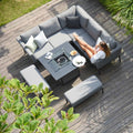 Maze - Outdoor Fabric Pulse Square Corner Dining Set with Fire Pit Table - Flanelle - Blythe Living