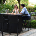 Maze - Outdoor Fabric Regal 8 Seat Rectangular Bar Set with Fire Pit Table - Charcoal - Blythe Living