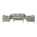 Maze - Milan Rope Weave 3 Seat Sofa Set with Rectangular Coffee Table - Cool Linen - Blythe Living