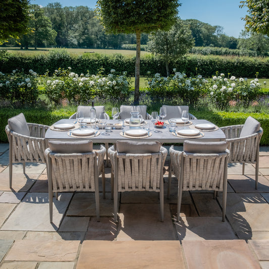 Maze - Milan Rope Weave 8 Seat Rectangular Dining Set - Cool Linen - Blythe Living