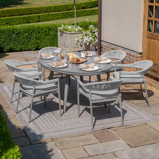 Maze - Florence Rope Weave 6 Seat Oval Dining Set with Lazy Susan - Blythe Living