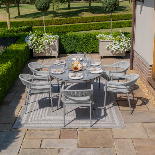 Maze - Florence Rope Weave 6 Seat Oval Dining Set with Lazy Susan - Blythe Living