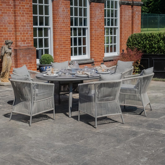 Maze - Maldives Rope Weave 6 Seat Oval Dining Set
with Lazy Susan - Blythe Living