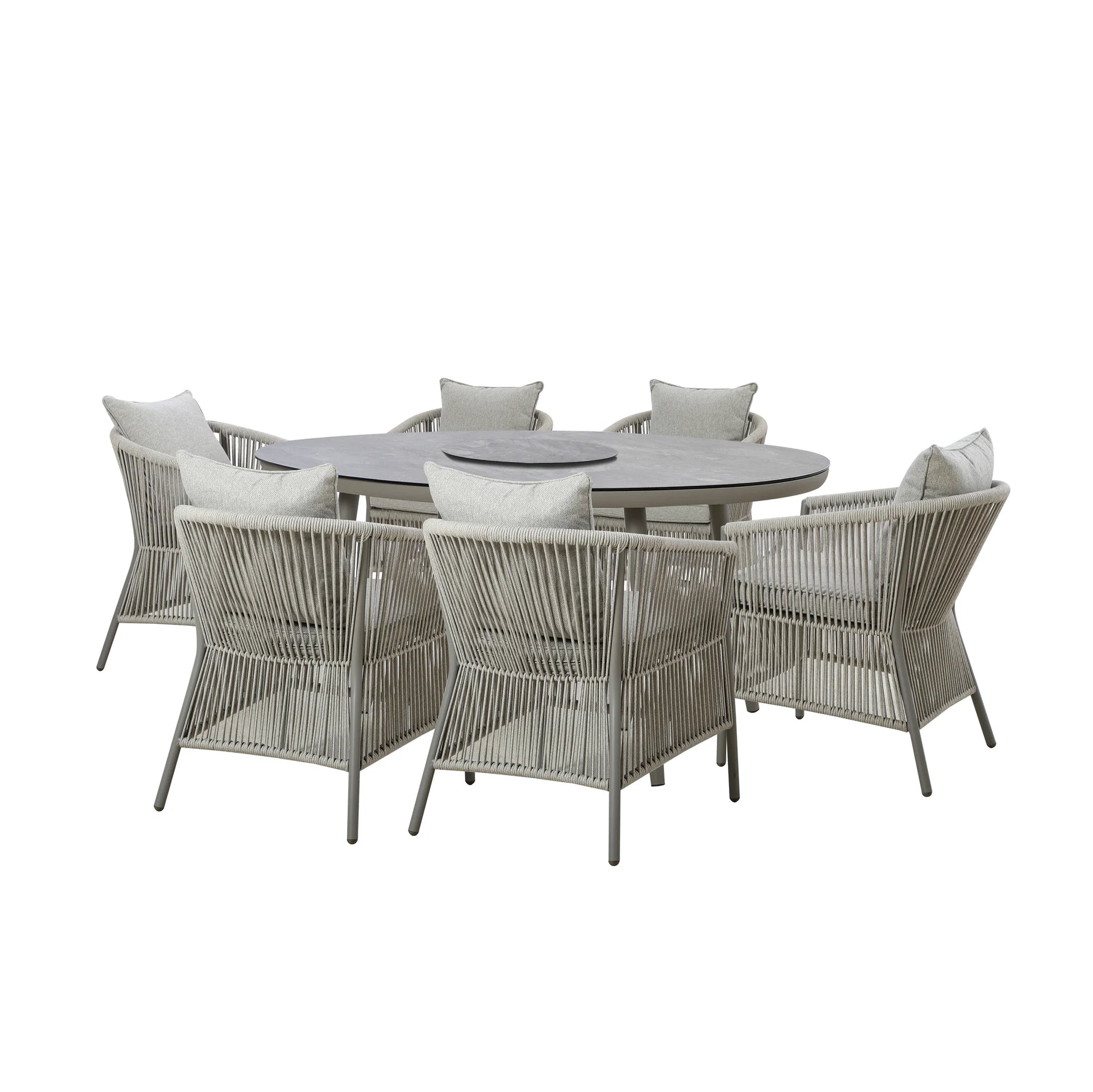 Maze - Maldives Rope Weave 6 Seat Oval Dining Set
with Lazy Susan - Blythe Living