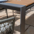 Maze - Jakarta Teak Extending 6 - 10 Seat Rectangular Dining Table
with 10 Monaco Ivy Green Rope Weave Dining Chairs - Blythe Living