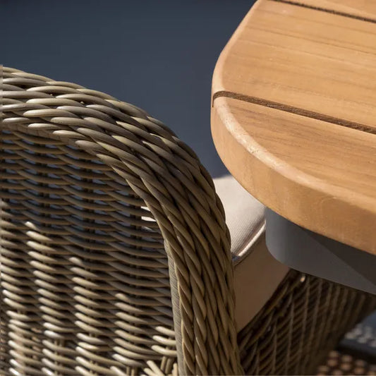 Maze - Jakarta Teak Oval Dining Table
with 6 Winchester Heritage Rattan Dining Chairs - Blythe Living