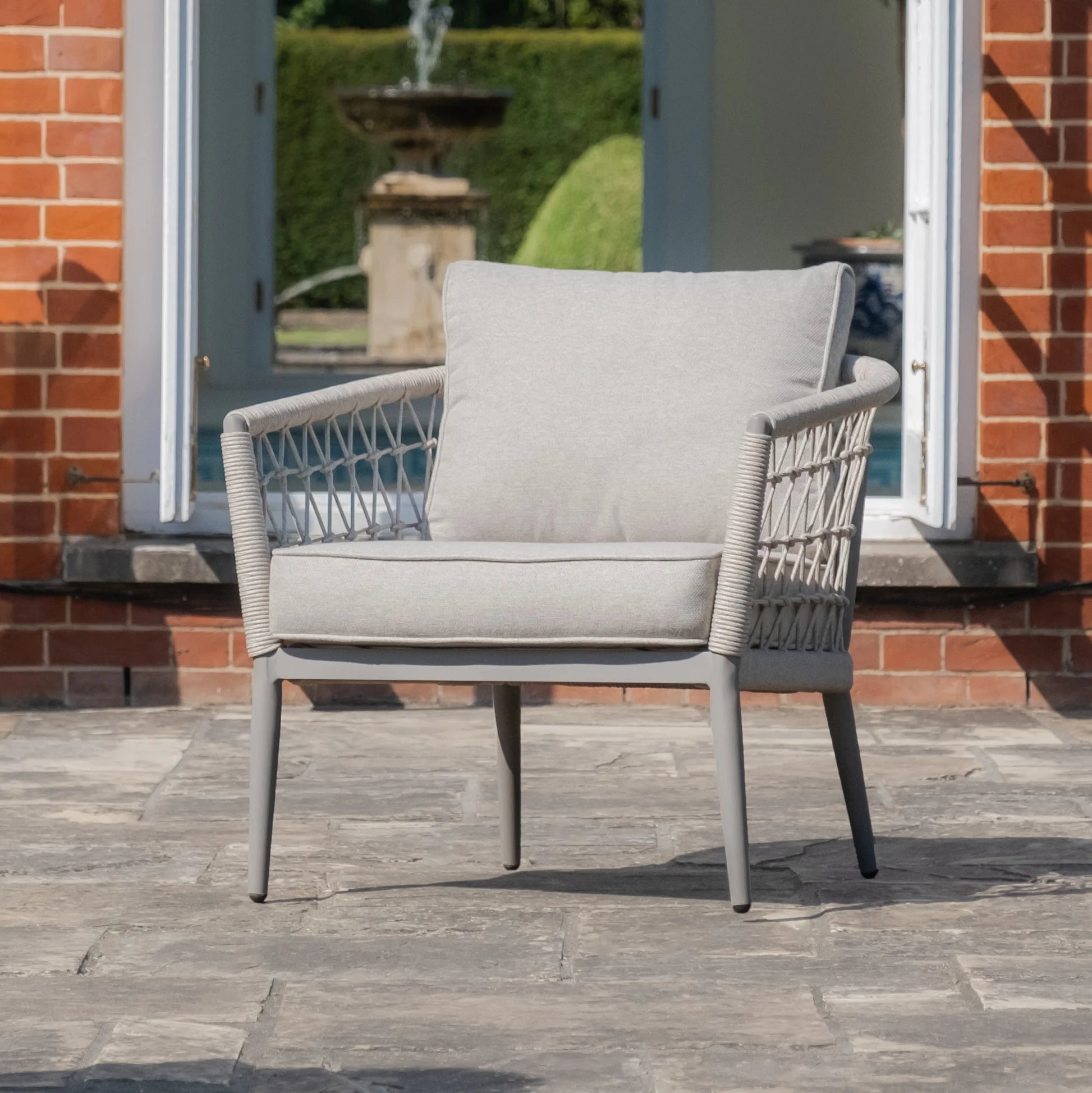 Maze - Monaco Rope Weave 2 Seat Sofa Set with Pair of Round Coffee Tables - Cool Linen - Blythe Living
