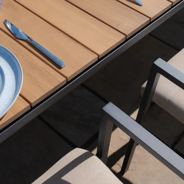 Maze - Jakarta Teak Extending 6 - 10 Seat Rectangular Dining Table
with 10 Ibiza Oatmeal Dining Chairs - Blythe Living