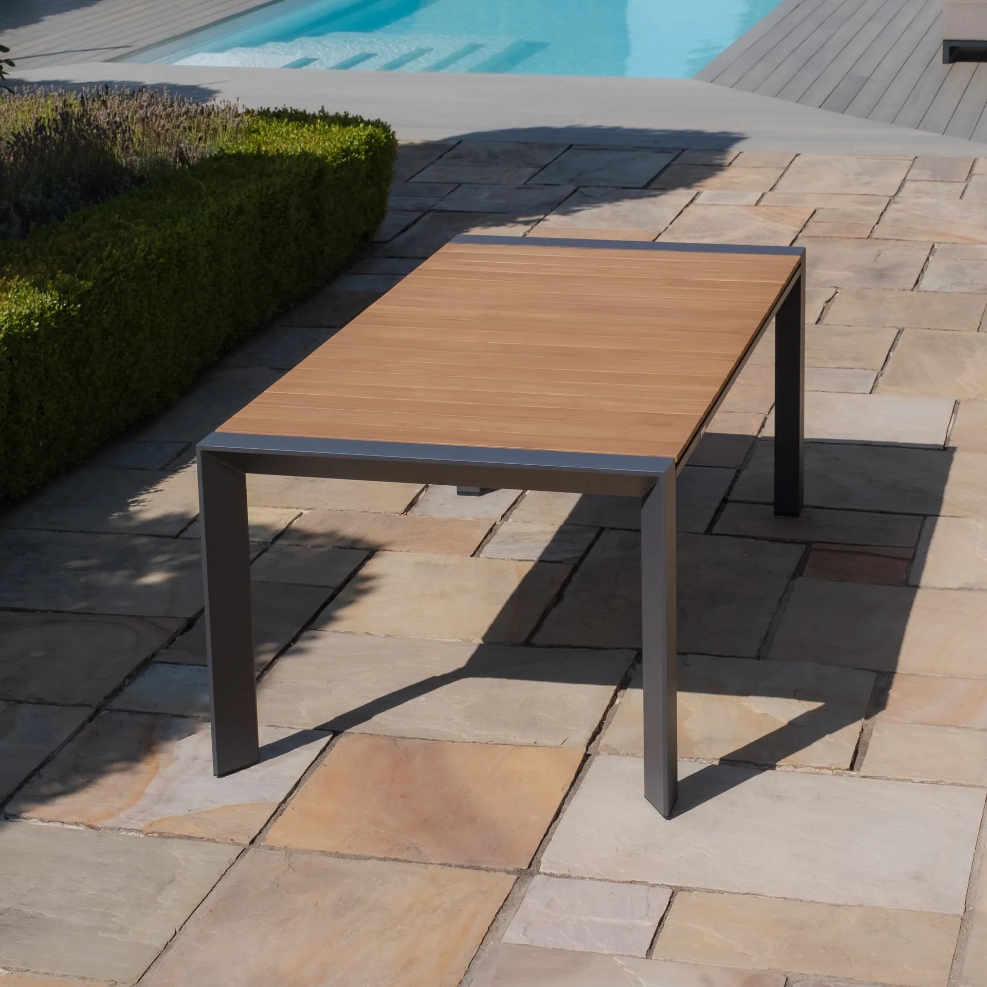 Maze - Jakarta Teak Extending 6 - 10 Seat Rectangular Dining Table
with 10 Ibiza Oatmeal Dining Chairs - Blythe Living