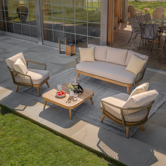 Maze - Bali Rope Weave 3 Seat Sofa Set with Large Square Coffee Table - Blythe Living
