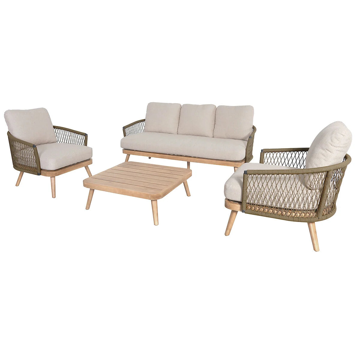 Maze - Bali Rope Weave 3 Seat Sofa Set with Large Square Coffee Table - Blythe Living
