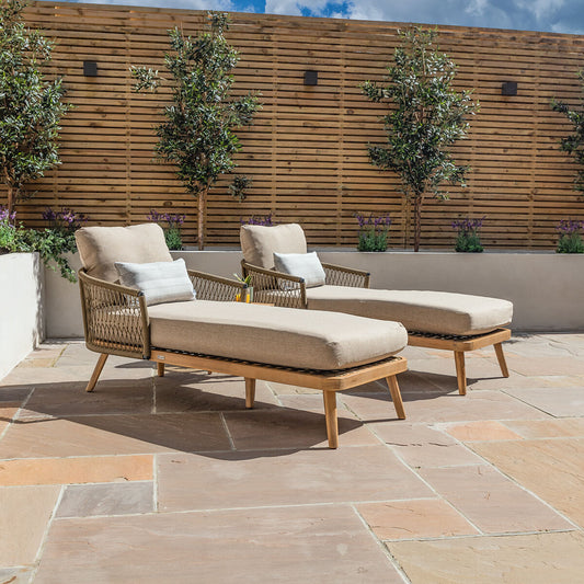 Maze - Bali Rope Weave Double Sun Lounger Set with Small Square Coffee Table - Blythe Living