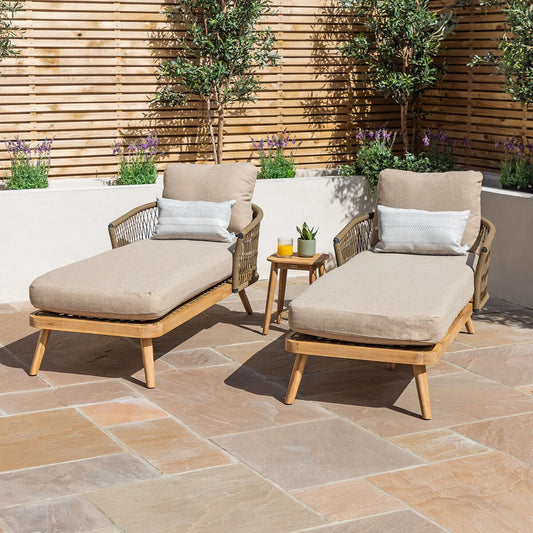 Maze - Bali Rope Weave Double Sun Lounger Set with Small Square Coffee Table - Blythe Living