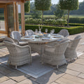 Maze - Oxford 6 Seat Oval Dining Set with Heritage Dining Chairs & Woven Lazy Susan - Blythe Living