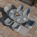 Maze - Oxford 6 Seat Oval Dining Set with Heritage Dining Chairs & Woven Lazy Susan - Blythe Living