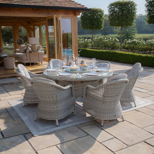 Maze - Oxford 6 Seat Round Dining Set with Heritage Dining Chairs & Woven Lazy Susan - Blythe Living