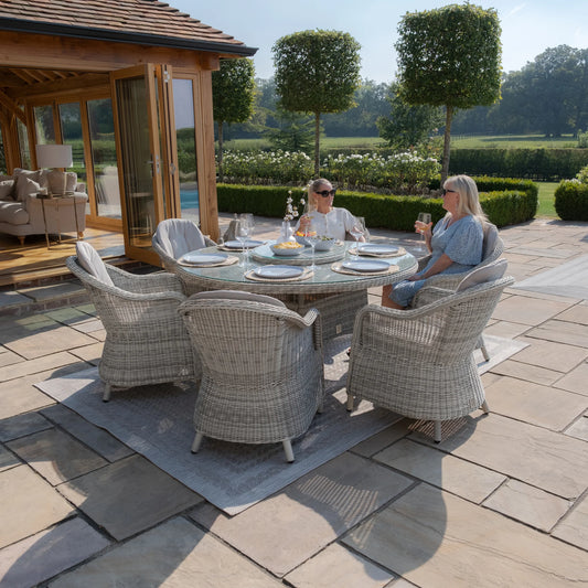 Maze - Oxford 6 Seat Round Dining Set with Heritage Dining Chairs & Woven Lazy Susan - Blythe Living