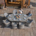 Maze - Oxford 8 Seat Oval Dining Set with Heritage Dining Chairs & Woven Lazy Susan - Blythe Living