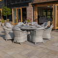 Maze - Oxford 8 Seat Round Dining Set with Heritage Dining Chairs & Woven Lazy Susan - Blythe Living