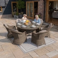 Maze - Winchester 6 Seat Round Dining Set with Heritage Dining Chairs & Woven Lazy Susan - Blythe Living