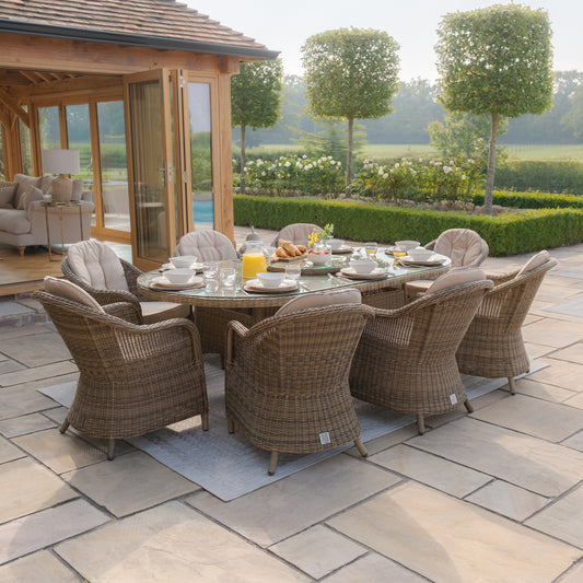 Maze - Winchester 8 Seat Oval Dining Set with Heritage Dining Chairs & Woven Lazy Susan - Blythe Living