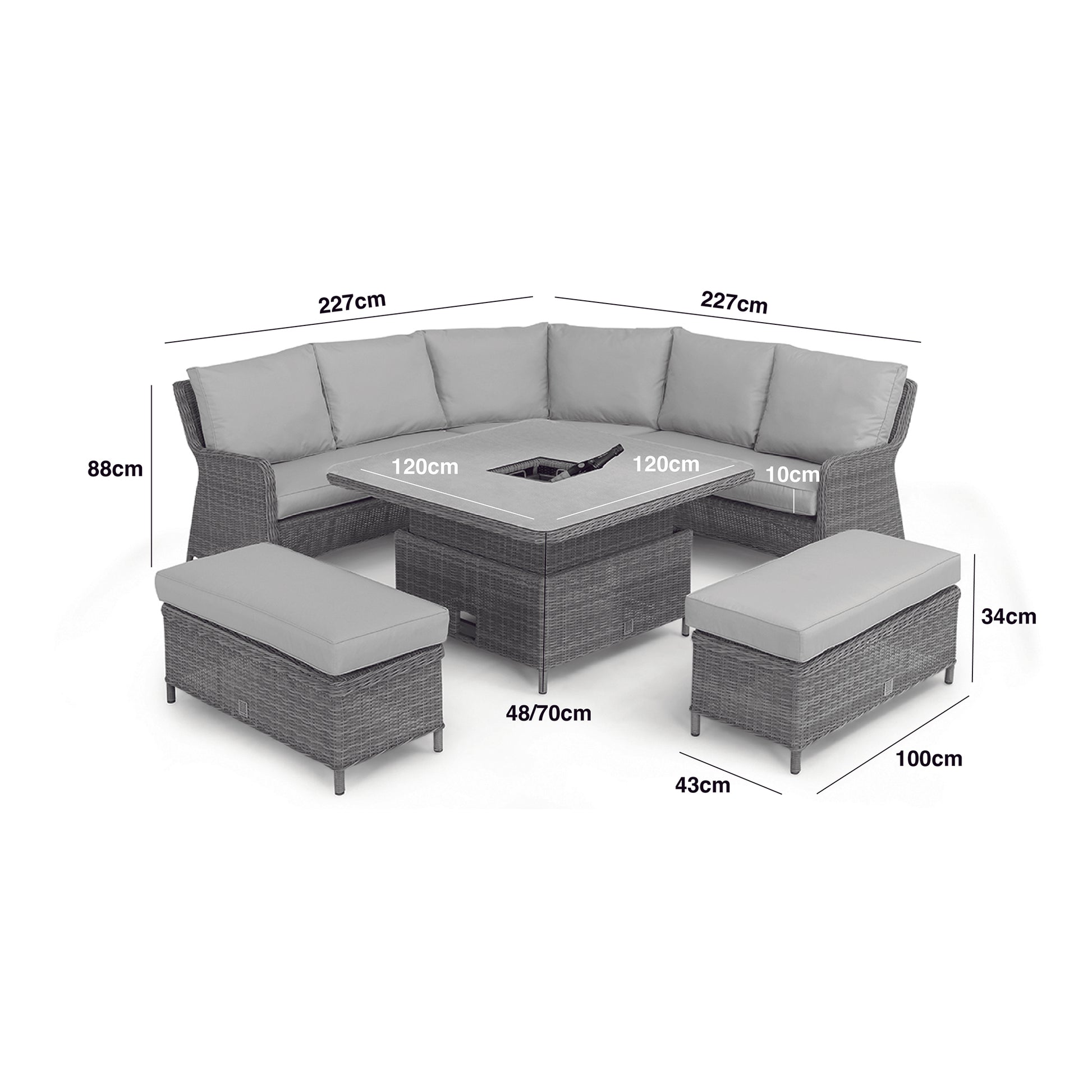 Maze - Winchester Royal Corner Rattan Dining Set with Ice Bucket & Rising Table - Blythe Living