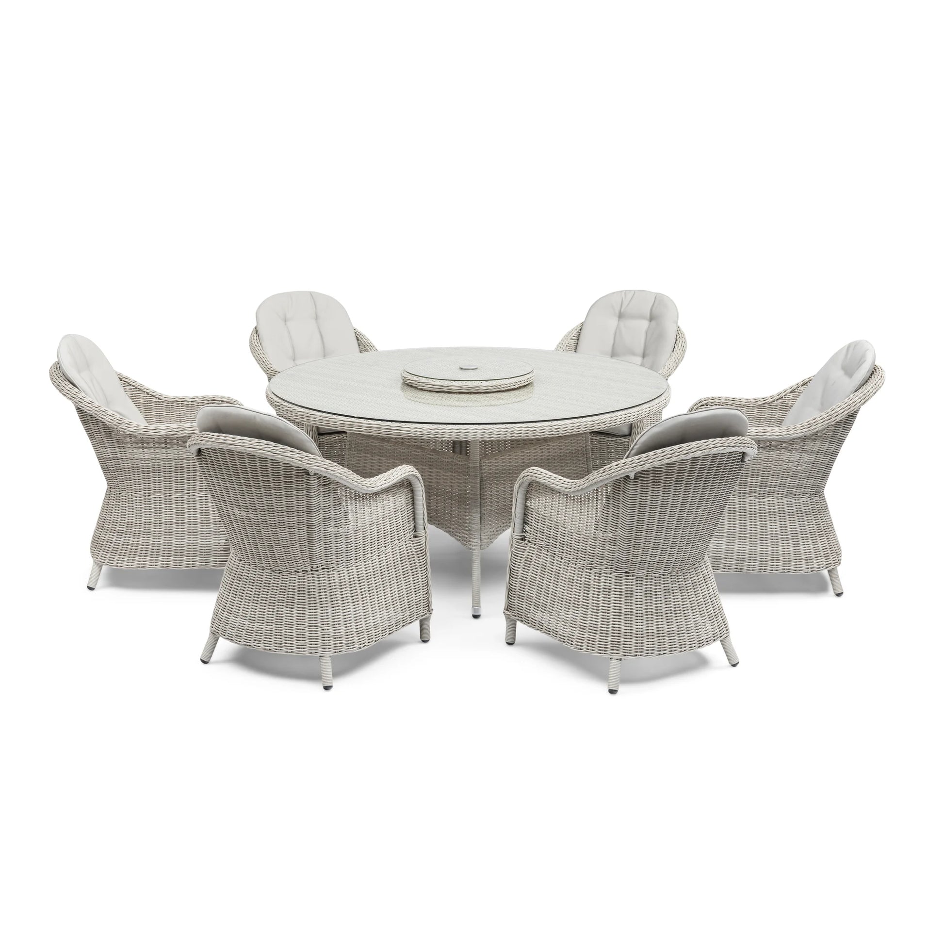 Maze - Oxford 6 Seat Round Dining Set with Heritage Dining Chairs & Woven Lazy Susan - Blythe Living
