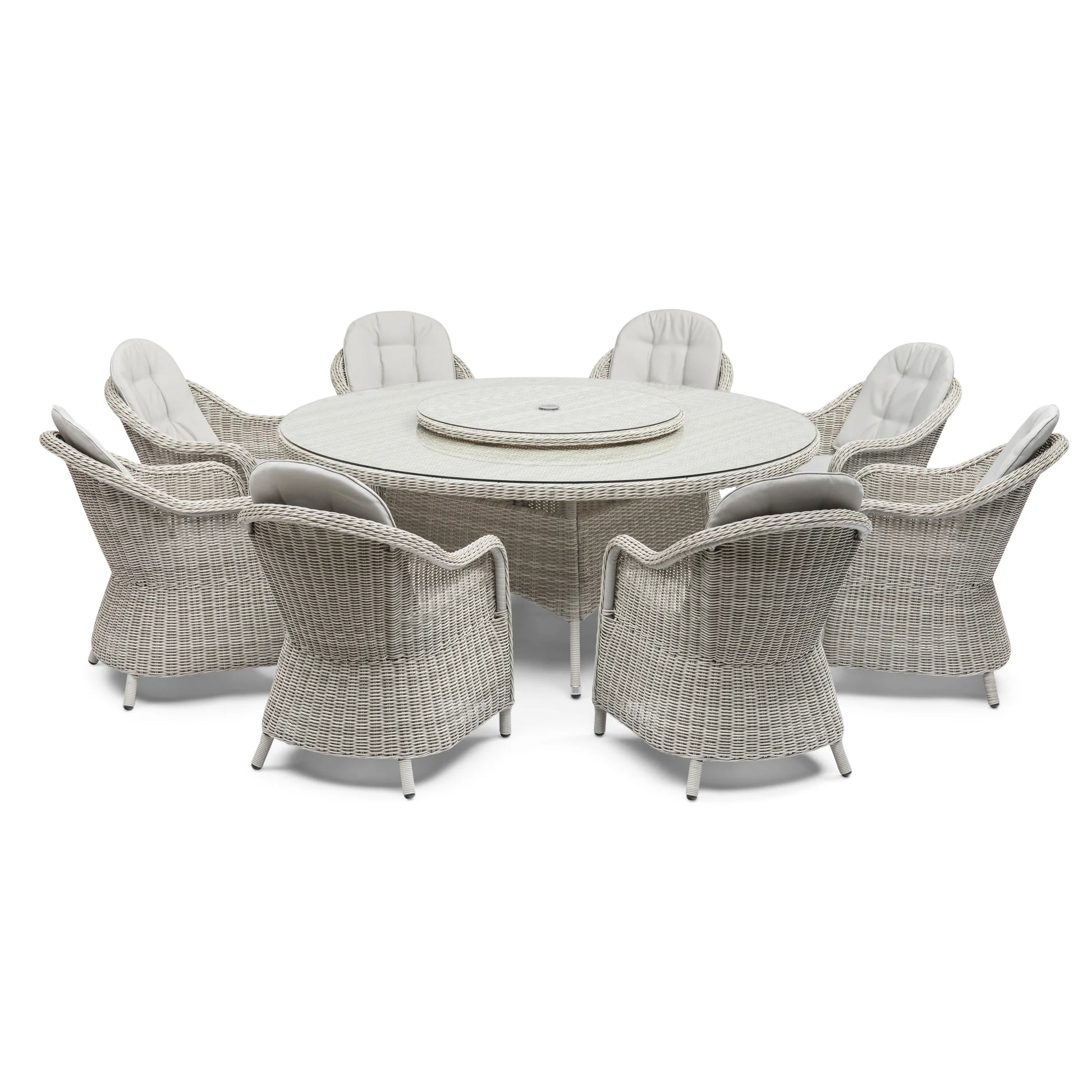 Maze - Oxford 8 Seat Round Dining Set with Heritage Dining Chairs & Woven Lazy Susan - Blythe Living