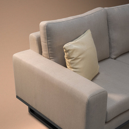 Maze - Outdoor Fabric Ethos Large Corner Group - Oatmeal With Square Coffee Table - Blythe Living