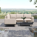 Maze - Outdoor Fabric Ethos Corner Group - Oatmeal With Square Coffee Table - Blythe Living