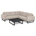 Maze - Outdoor Fabric Ethos Corner Group - Oatmeal With Square Coffee Table - Blythe Living