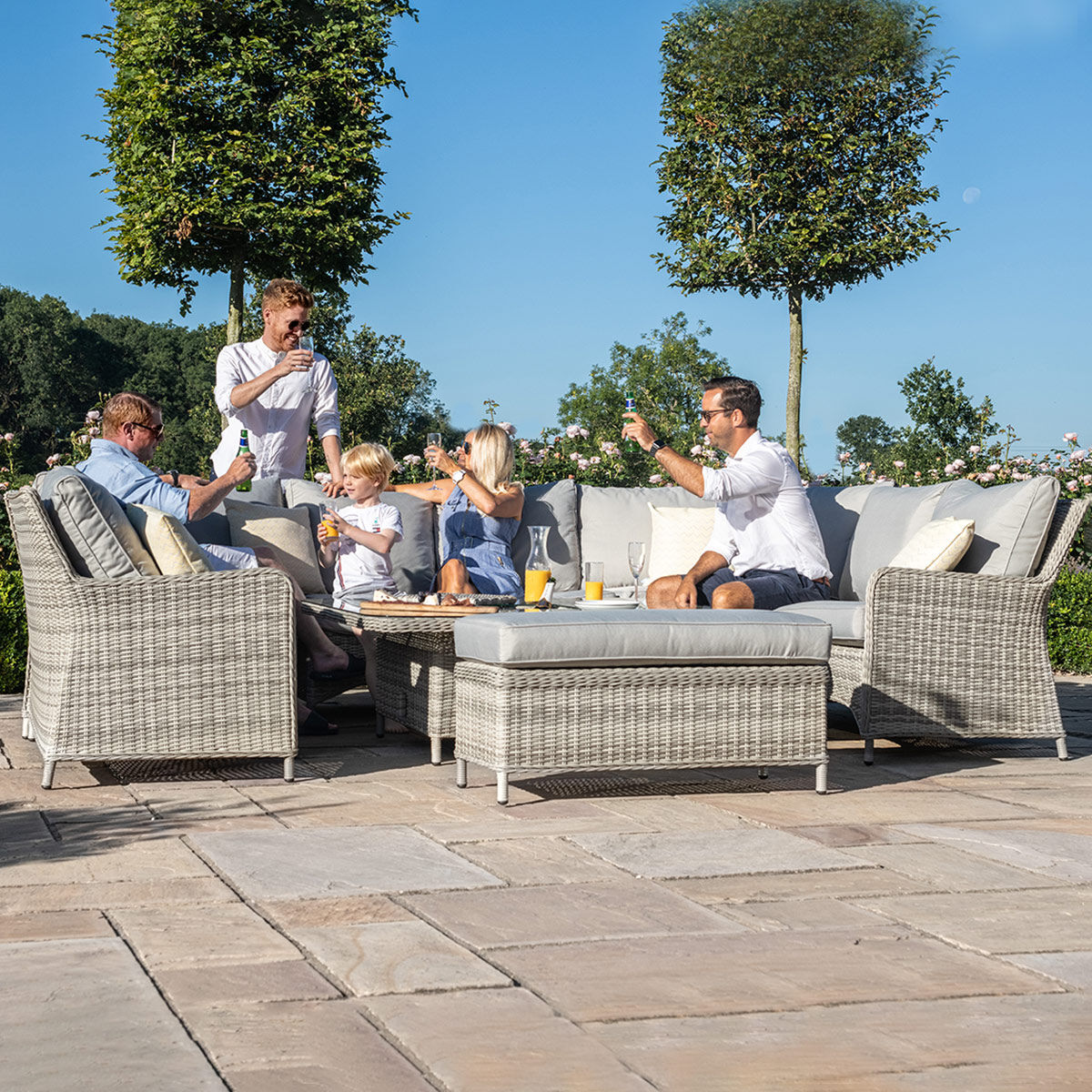 Maze - Oxford Royal U-Shaped Rattan Sofa Set with Rising Table - Blythe Living