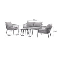 Maze - Monaco Rope Weave 2 Seat Sofa Set with Pair of Round Coffee Tables - Cool Linen - Blythe Living