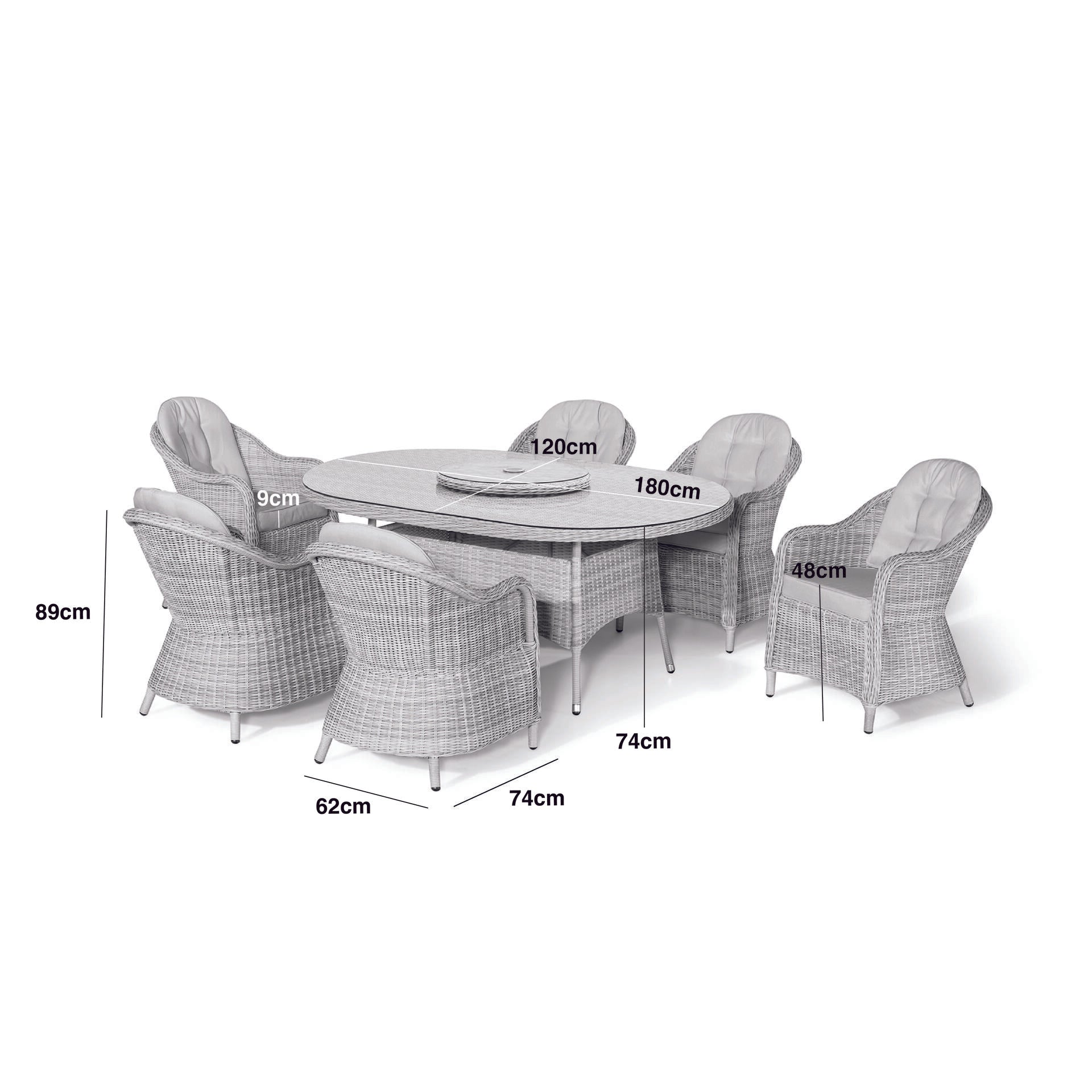 Maze - Oxford 6 Seat Oval Dining Set with Heritage Dining Chairs & Woven Lazy Susan - Blythe Living