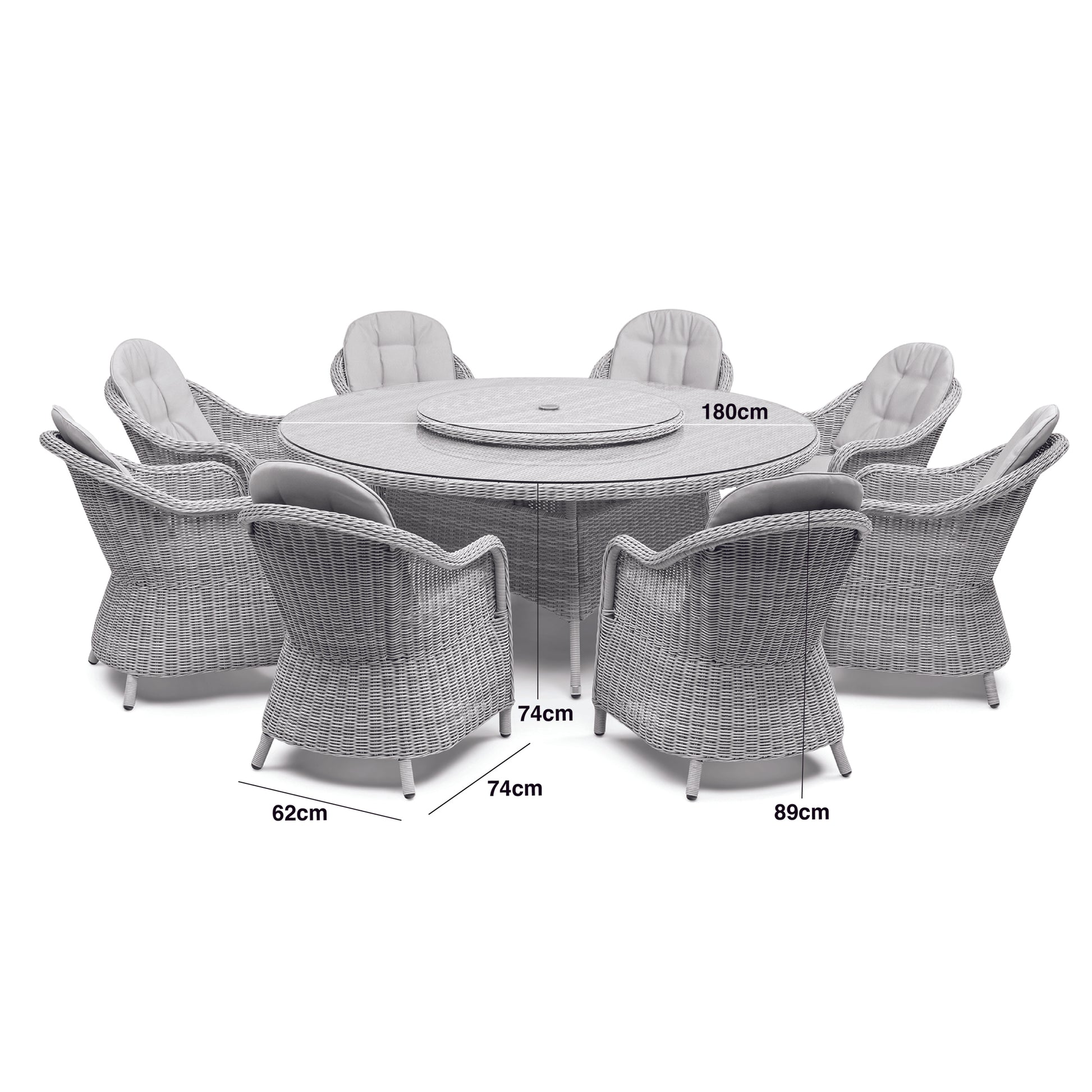 Maze - Oxford 8 Seat Round Dining Set with Heritage Dining Chairs & Woven Lazy Susan - Blythe Living