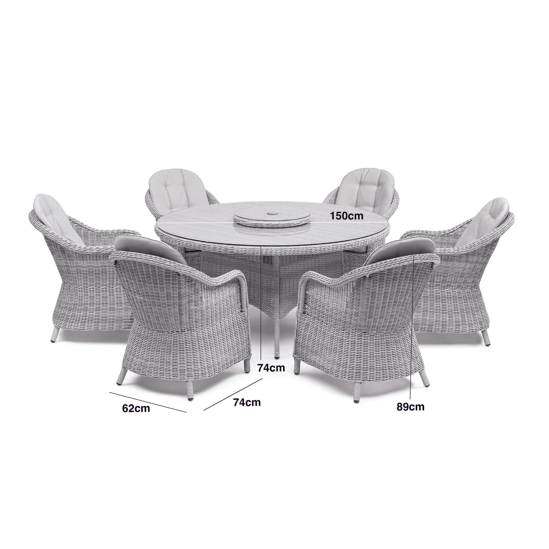 Maze - Winchester 6 Seat Round Dining Set with Heritage Dining Chairs & Woven Lazy Susan - Blythe Living