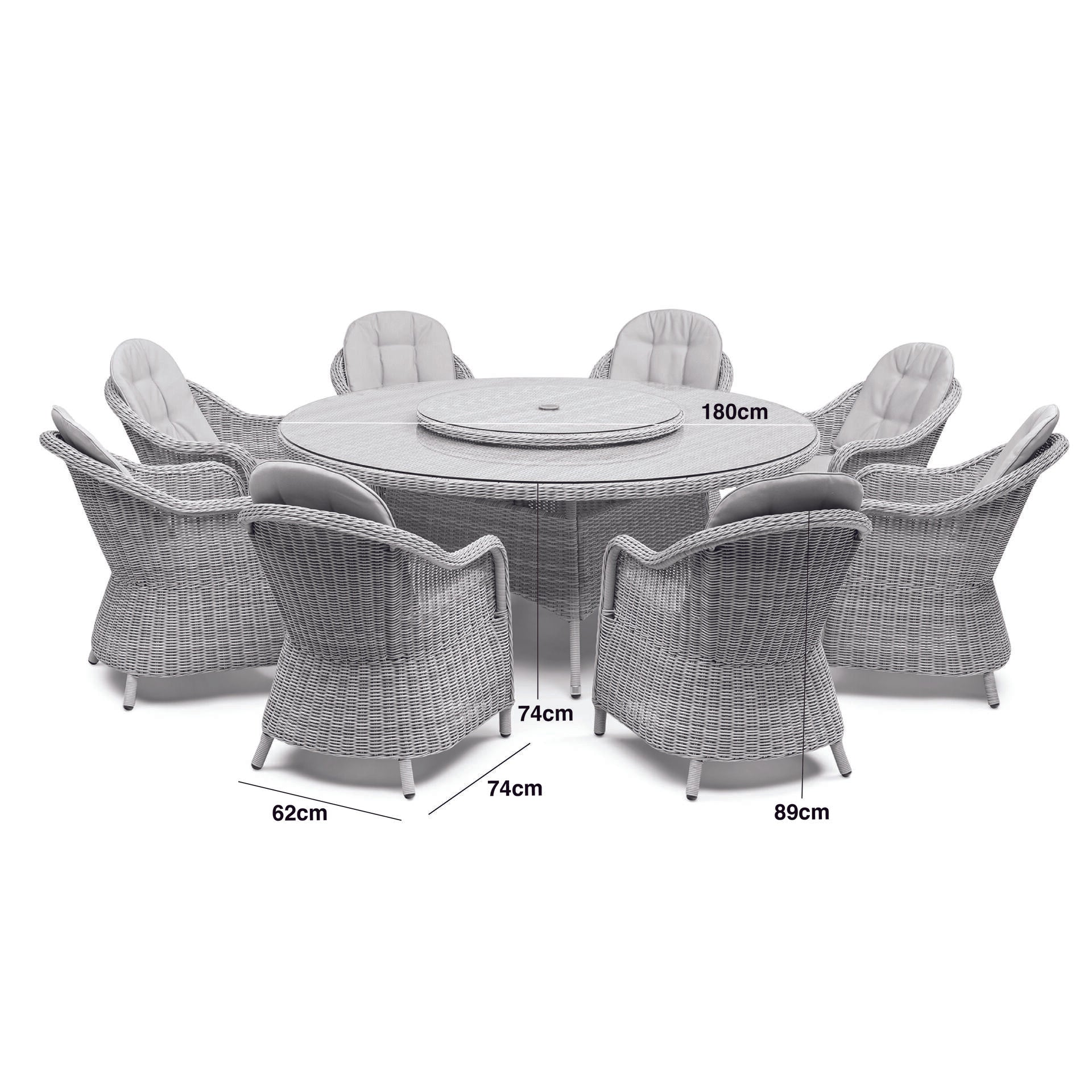 Maze - Winchester 8 Seat Round Dining Set with Heritage Dining Chairs & Woven Lazy Susan - Blythe Living