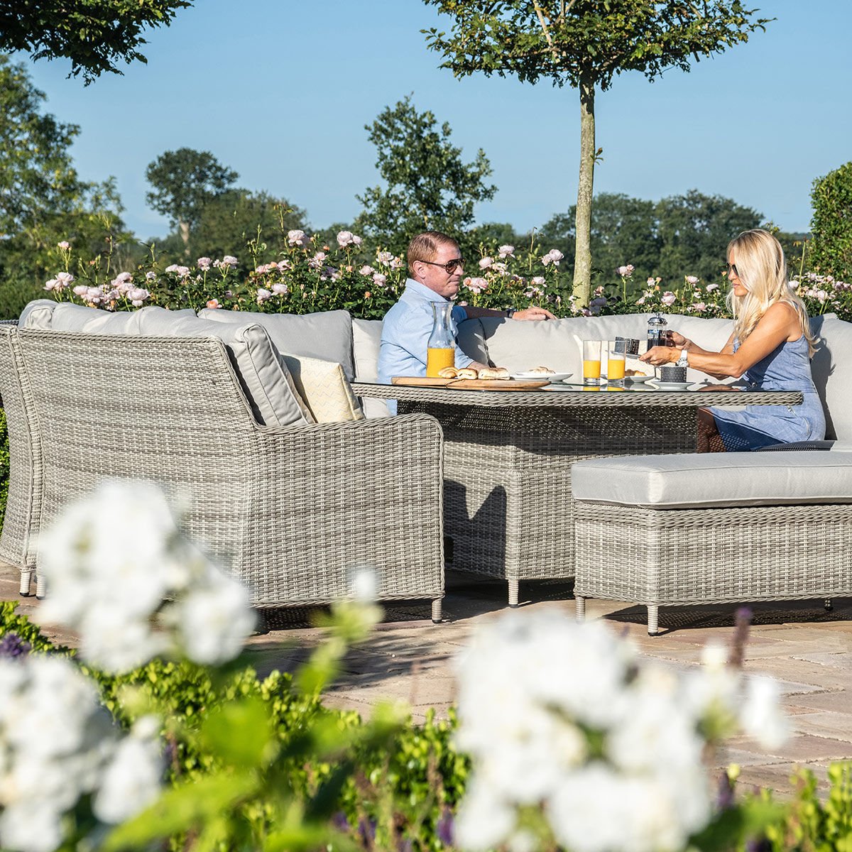 Maze - Oxford Royal U-Shaped Rattan Sofa Set with Rising Table - Blythe Living