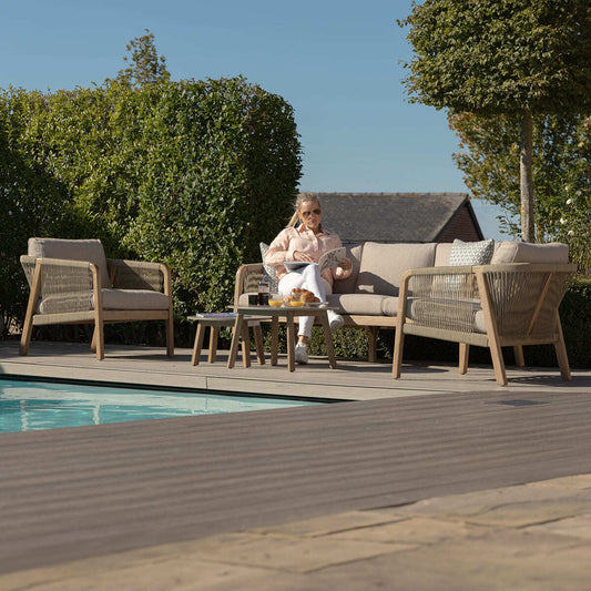 Maze - Martinique Rope Weave 3 Seat Sofa Set with 2 Lounge Armchairs & 2 Round Coffee Tables - Blythe Living