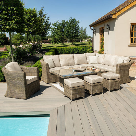 Maze - Winchester Deluxe Large Rattan Corner Dining Set with Rising Table & Armchair - Blythe Living