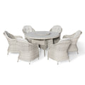 Maze - Oxford 6 Seat Round Dining Set
with Heritage Dining Chairs & Woven Lazy Susan - Ceramic Glass - Blythe Living