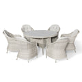 Maze - Oxford 6 Seat Round Dining Set
with Heritage Dining Chairs & Woven Lazy Susan - Ceramic Glass - Blythe Living