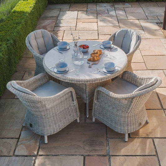 Maze - Oxford Heritage 4 Seat Round Rattan Dining Set - Ceramic Glass - Blythe Living