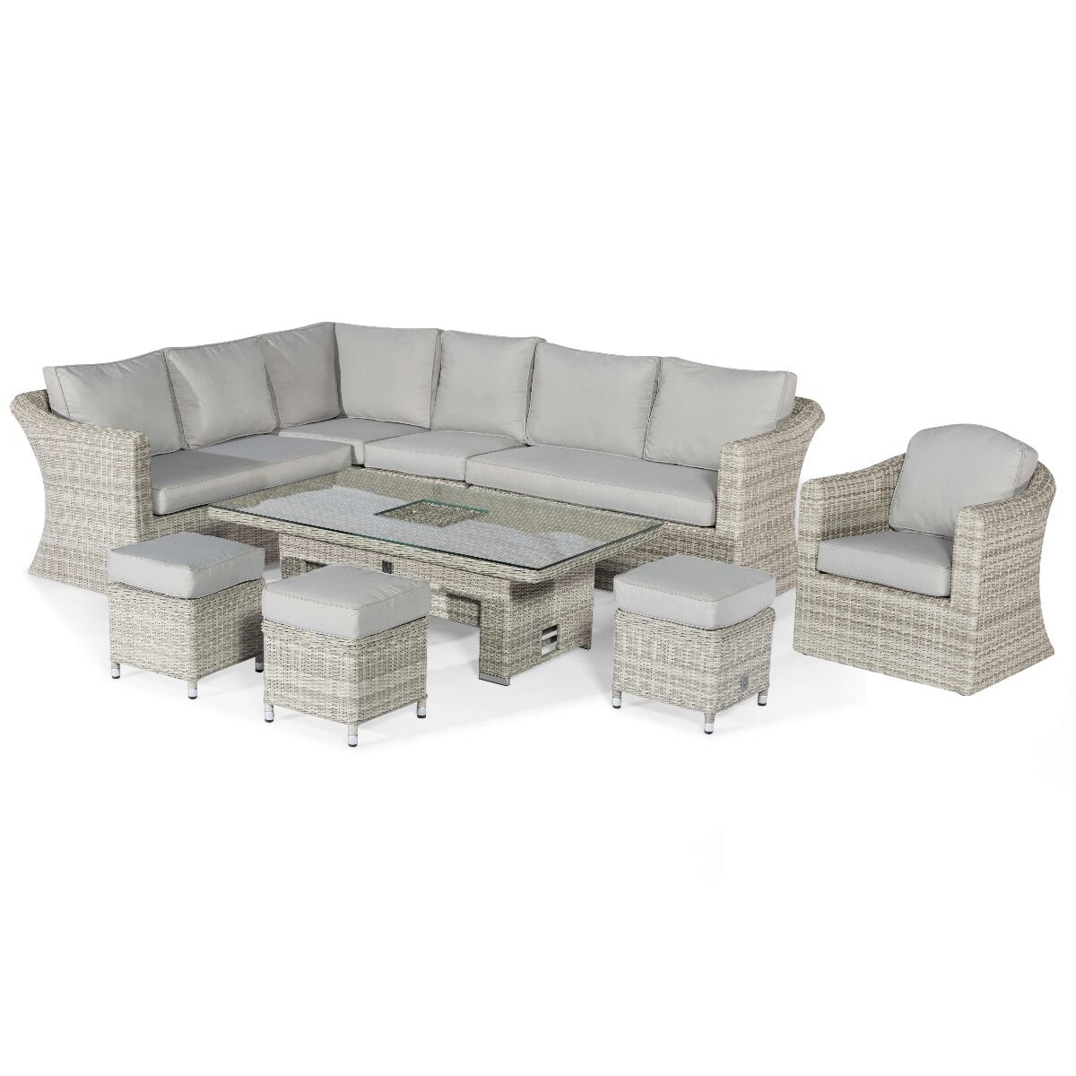 Maze - Oxford Deluxe Large Rattan Corner Dining Set with Rising Table & Armchair - Blythe Living