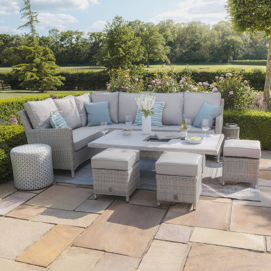 Maze - Oxford Rattan Corner Dining Set
with Ice Bucket & Rising Table - Ceramic Glass - Blythe Living