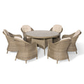 Maze - Winchester 6 Seat Round Dining Set
with Heritage Dining Chairs & Woven Lazy Susan - Ceramic Glass - Blythe Living