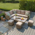 Maze - Winchester Corner Rattan Dining Set
with Ice Bucket & Rising Table - Ceramic Glass - Blythe Living
